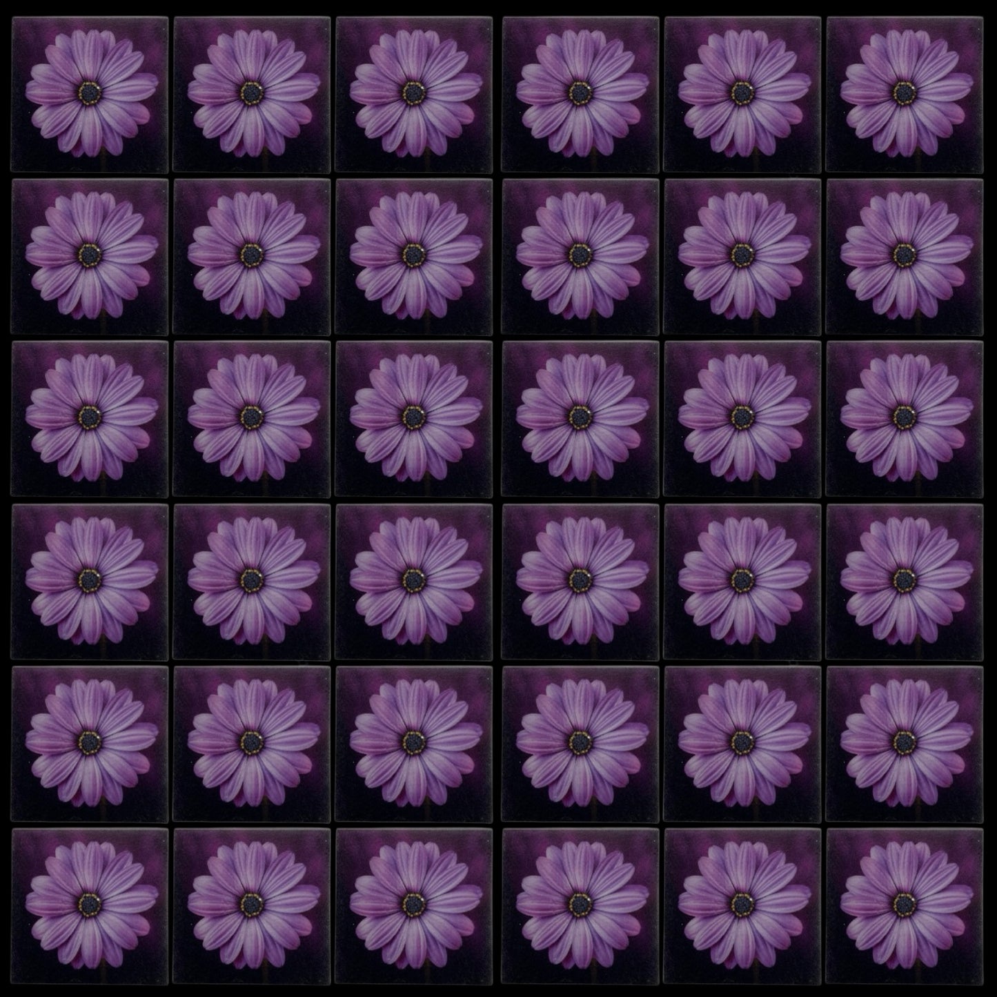 Purple Daisy • 4”x 4” Epoxy Wall Tiles (36x Tiles)