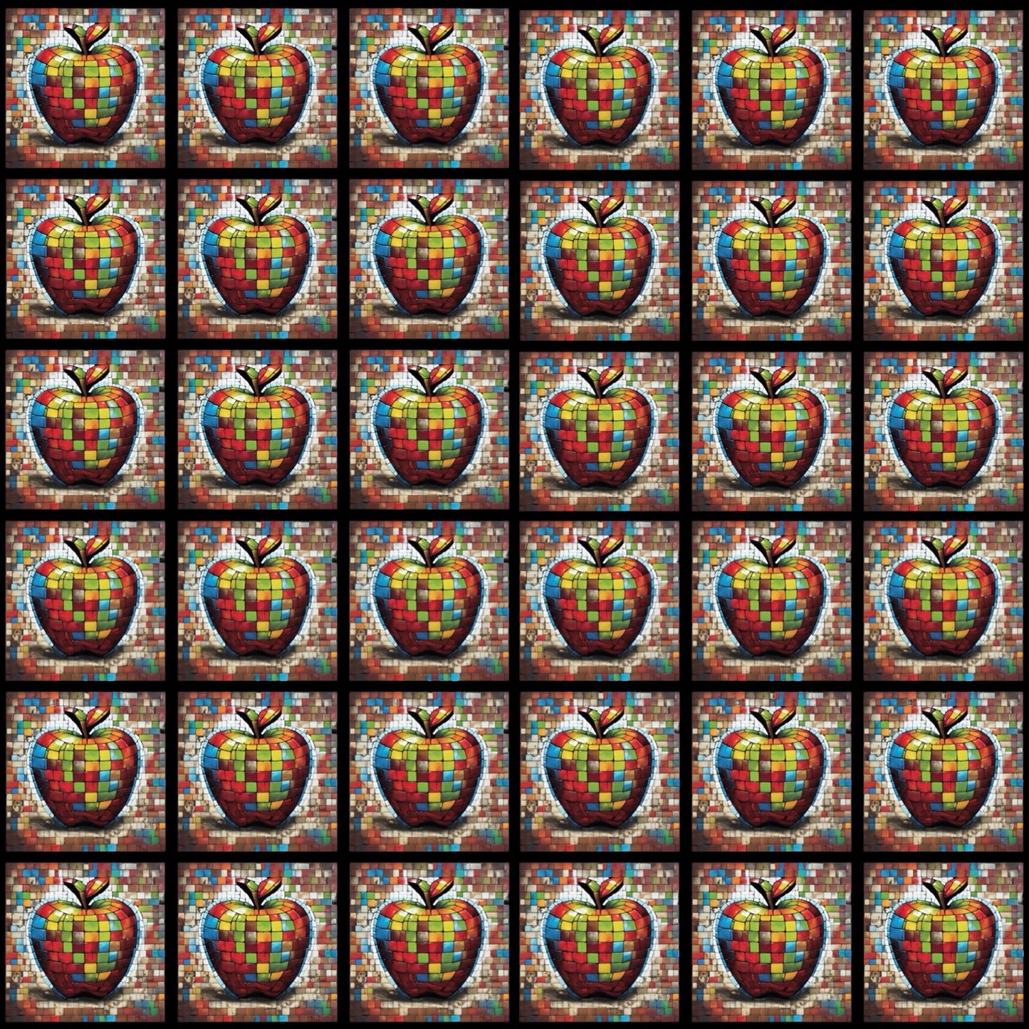 Mosaic Apple 2 • 4”x 4” Epoxy Wall Tiles (36x Tiles)