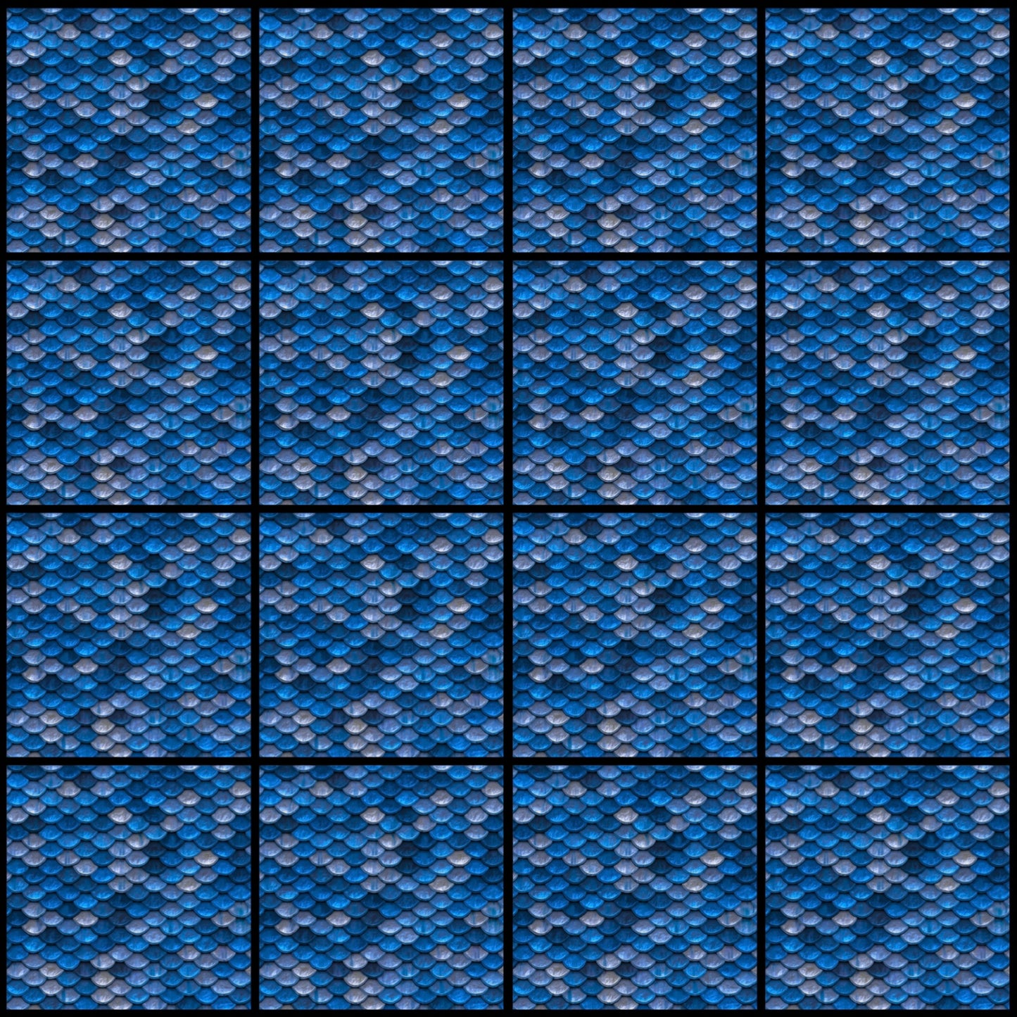 Scaled Blue • 6”x 6” Epoxy Wall Tiles (16x Tiles)