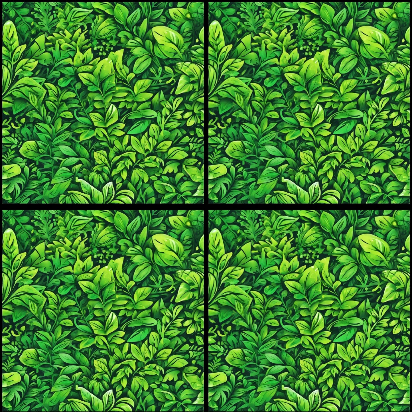 Greenery Print • 12”x 12” Epoxy Wall Tiles Tiles (4x Tiles)