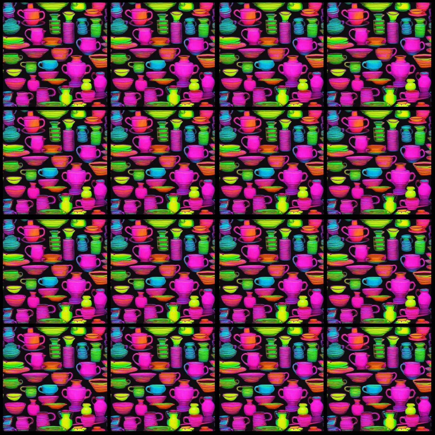 Neon Cutlery • 6”x 6” Epoxy Wall Tiles (16x Tiles)