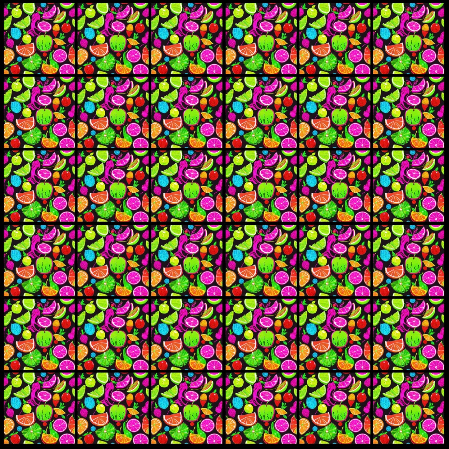 Neon Fruit • 4”x 4” Epoxy Wall Tiles (36x Tiles)