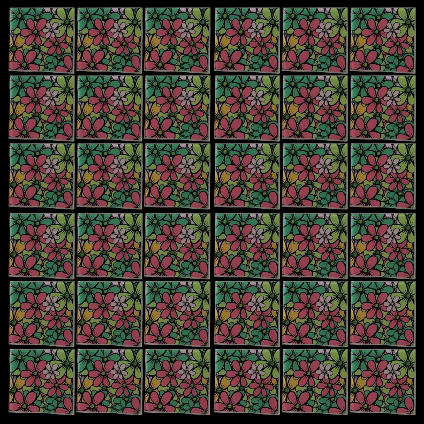 Pastel Garden • 4”x 4” Epoxy Wall Tiles (36x Tiles)