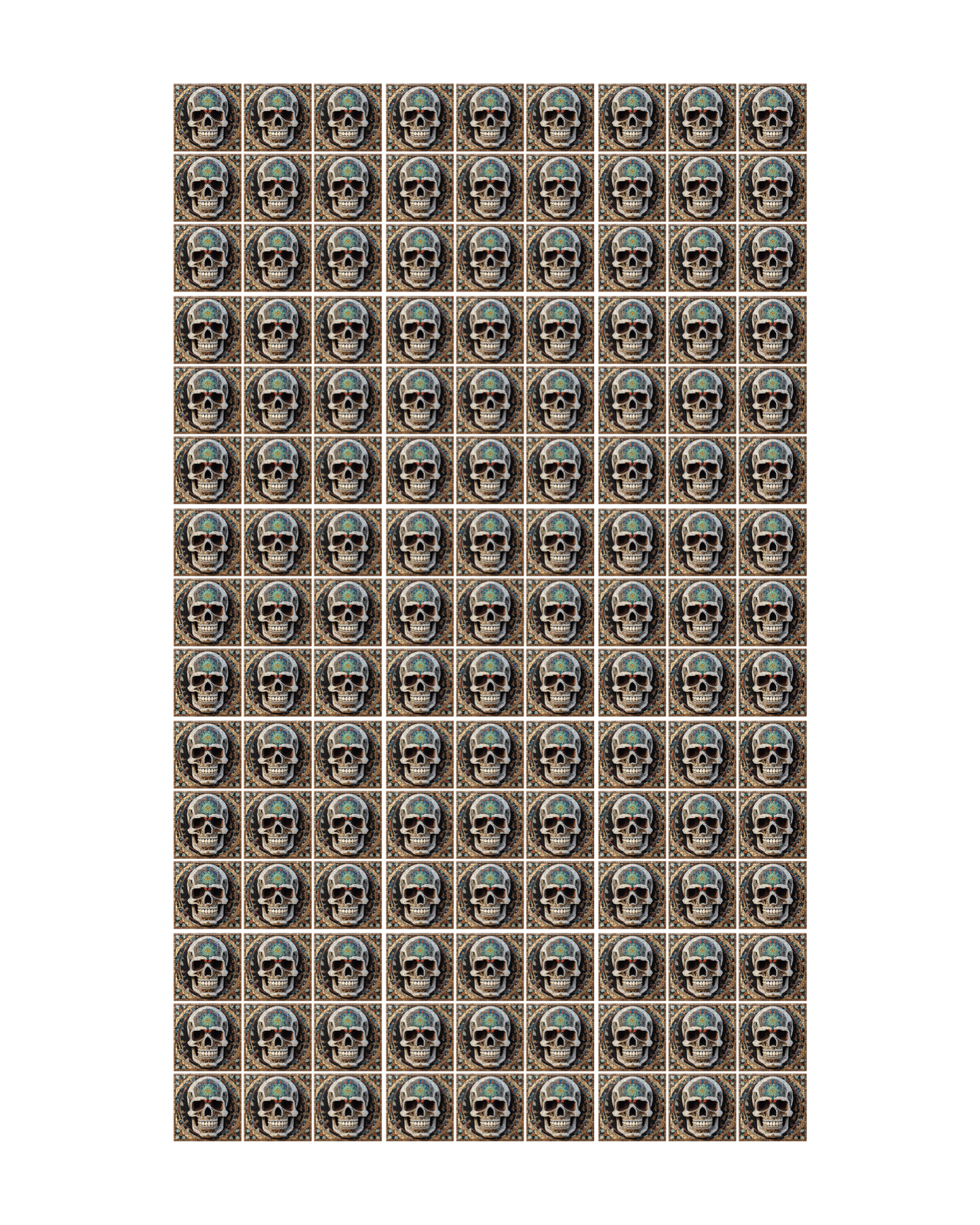 Mosaic Skull 05 • 4”x 4” Epoxy Wall Tiles (135x Tiles)
