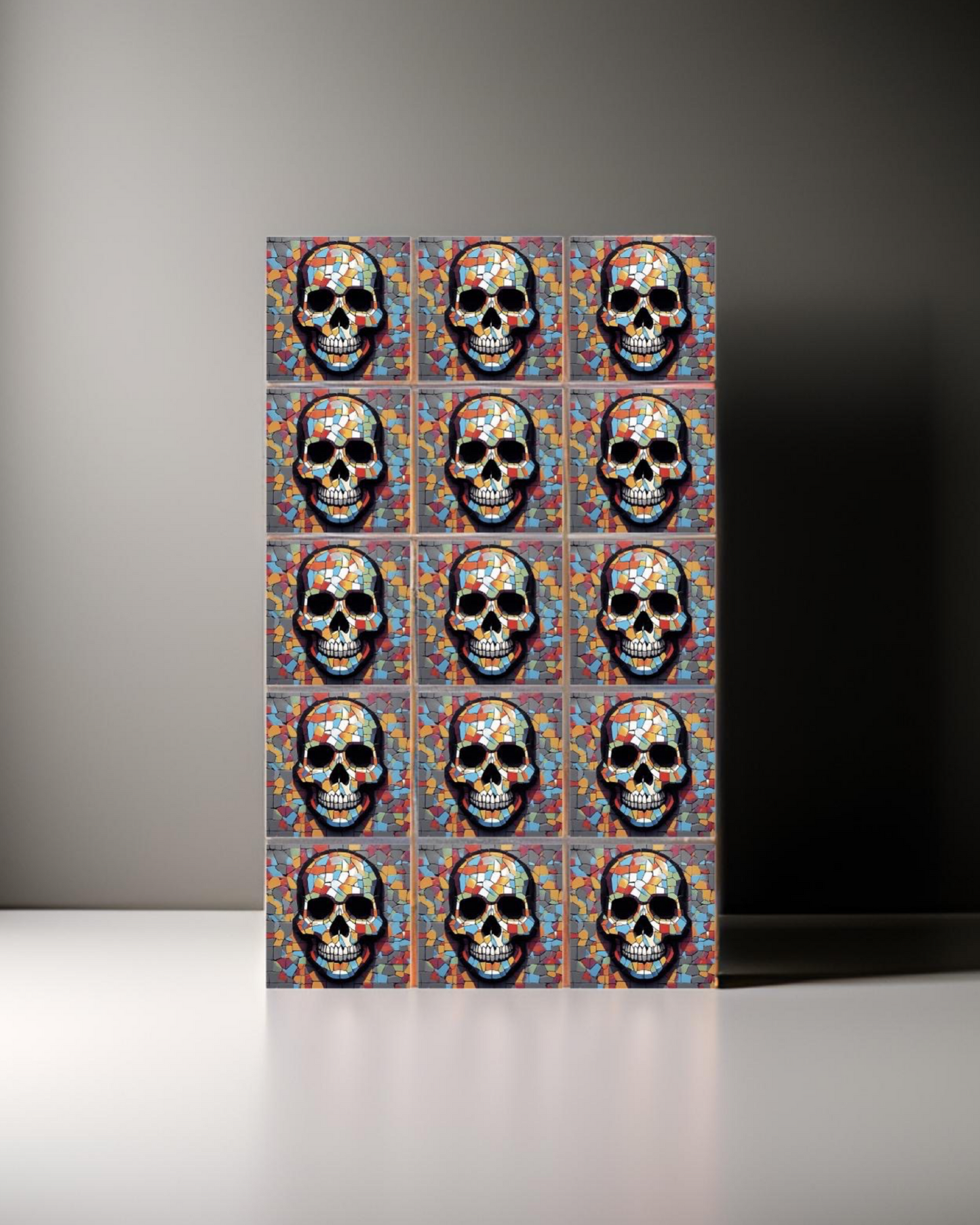 Mosaic Skull 03 • 12”x 12” Epoxy Wall Tile (15x Tiles)