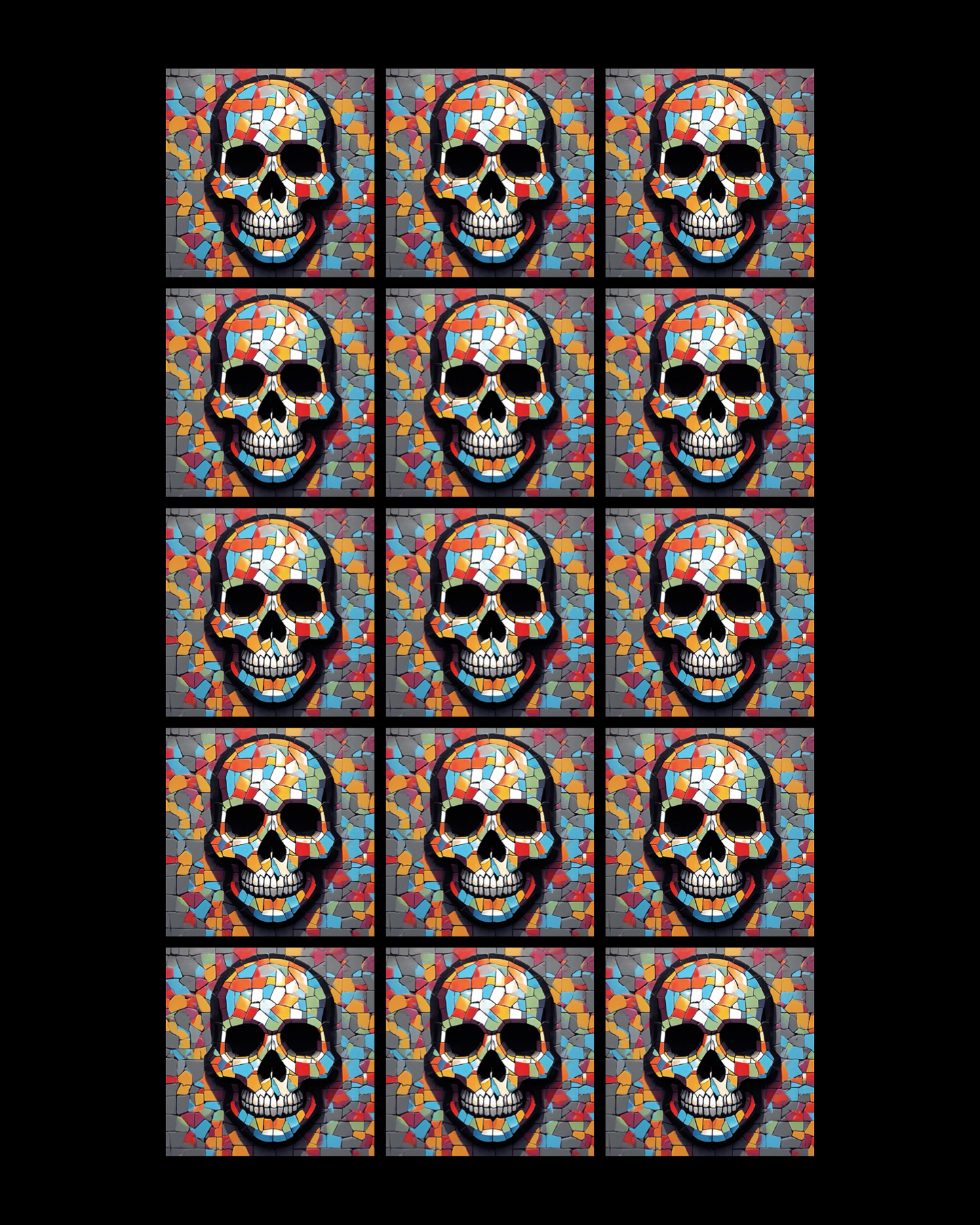 Mosaic Skull 03 • 12”x 12” Epoxy Wall Tiles