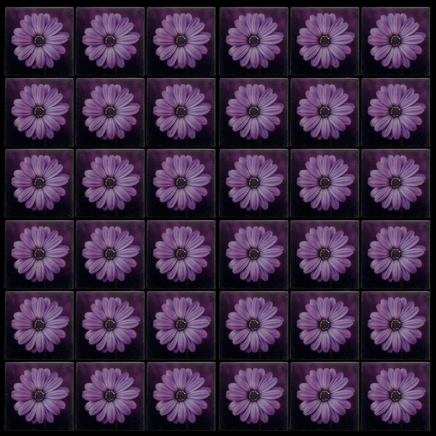 Purple Daisy • 4”x 4” Epoxy Wall Tiles (36x Tiles)