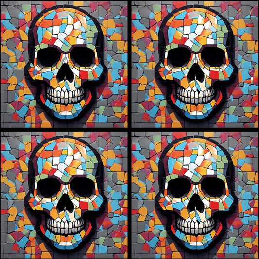 Mosaic Skull 03 • 12”x 12” Epoxy Wall Tiles Tiles (4x Tiles)