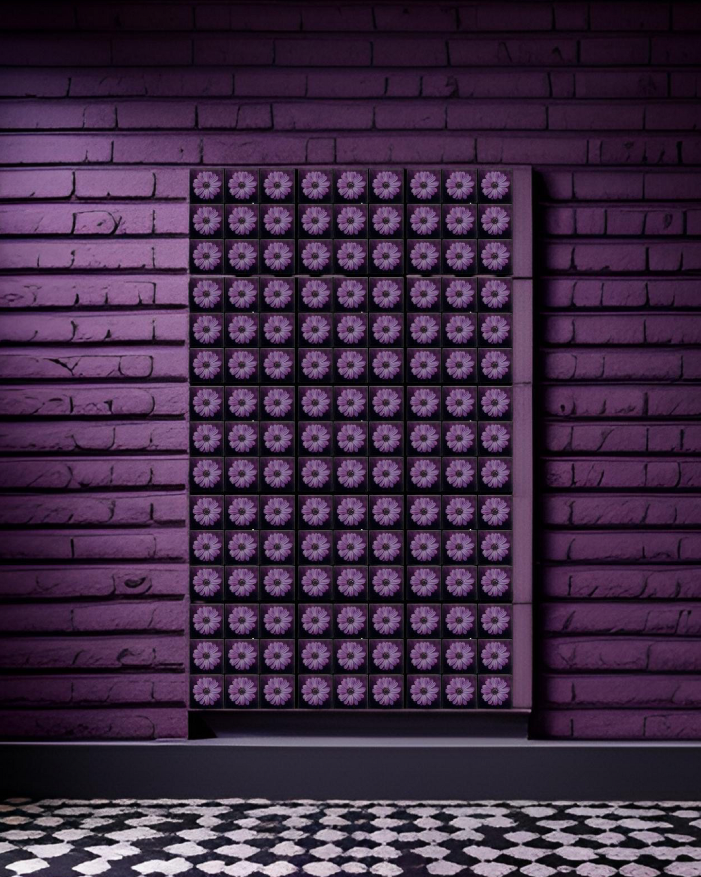 Purple Daisy • 4”x 4” Epoxy Wall Tiles (135x Tiles)