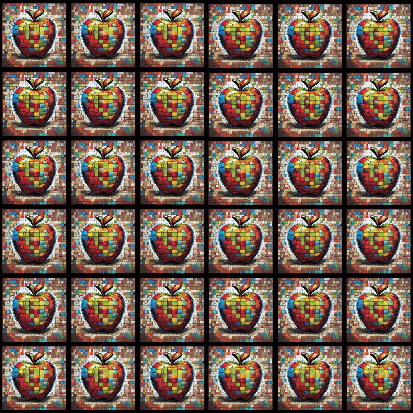 Mosaic Apple 2 • 4”x 4” Epoxy Wall Tiles (36x Tiles)