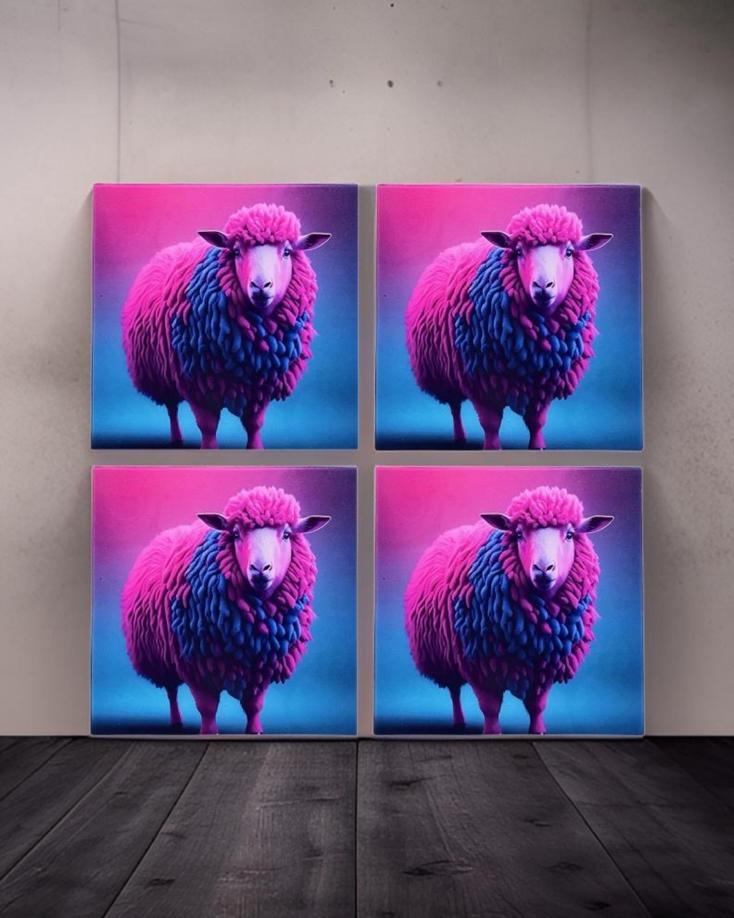 Neon Sheep • 12”x 12” Epoxy Wall Tiles Tiles (4x Tiles)