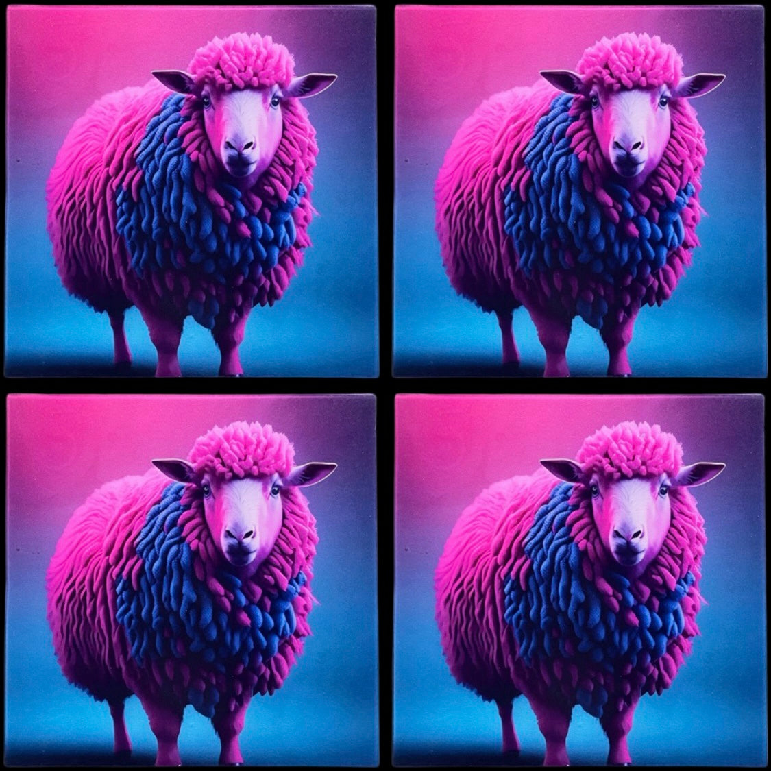 Neon Sheep • 12”x 12” Epoxy Wall Tiles Tiles (4x Tiles)