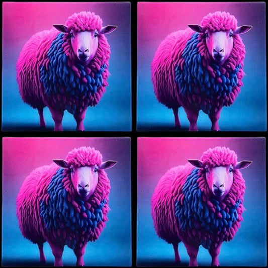 Neon Sheep • 12”x 12” Epoxy Wall Tiles Tiles (4x Tiles)