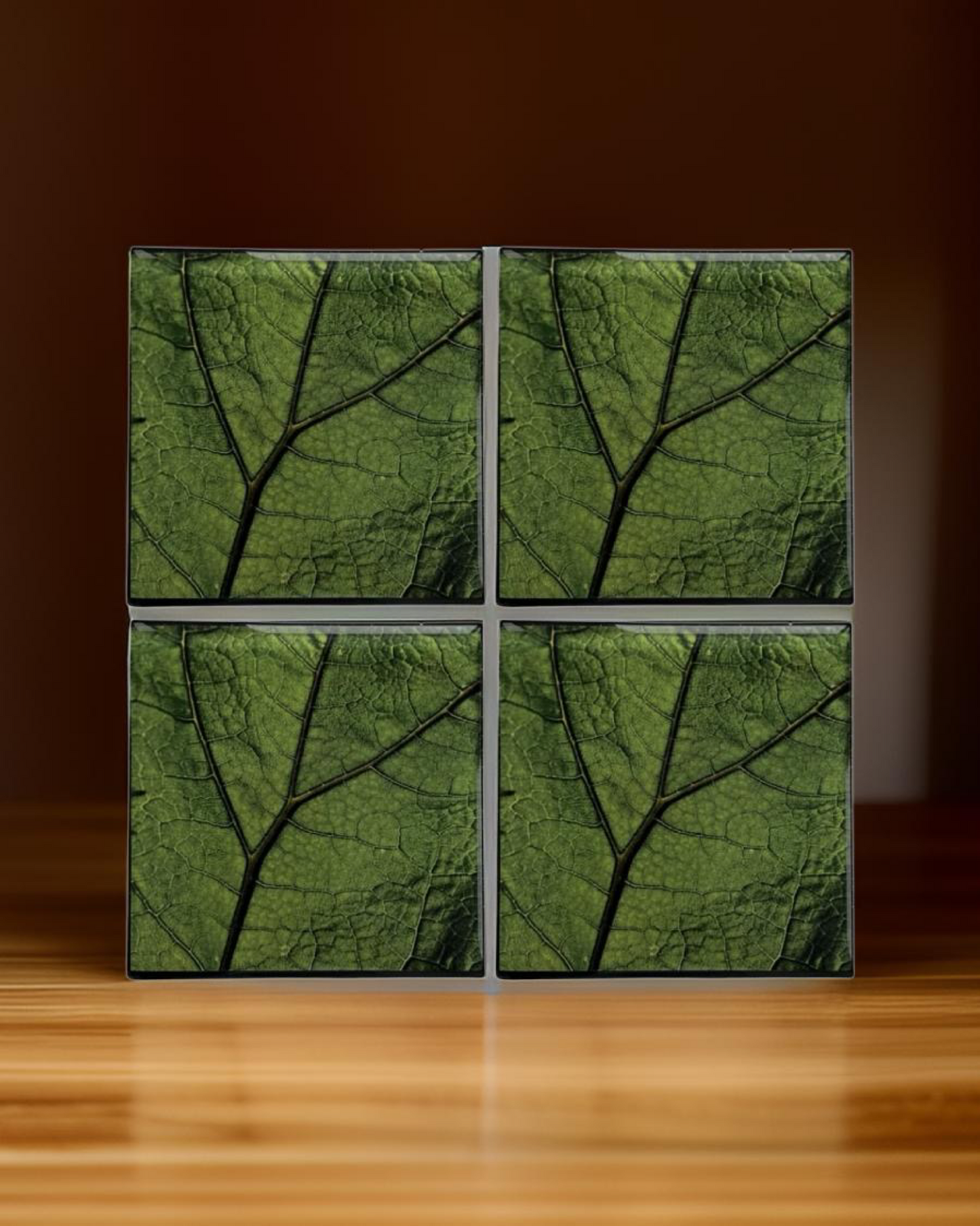 Leaf Zoom • 12”x 12” Epoxy Wall Tiles Tiles (4x Tiles)