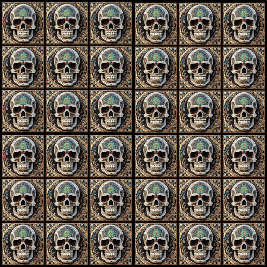 Mosaic Skull 05 • 4”x 4” Epoxy Wall Tiles (36x Tiles)