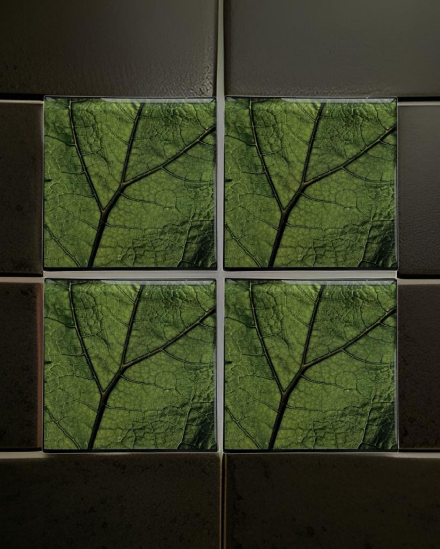 Leaf Zoom • 12”x 12” Epoxy Wall Tiles Tiles (4x Tiles)