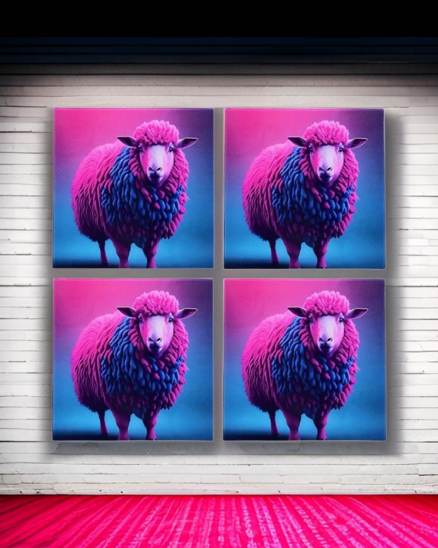 Neon Sheep • 12”x 12” Epoxy Wall Tiles Tiles (4x Tiles)