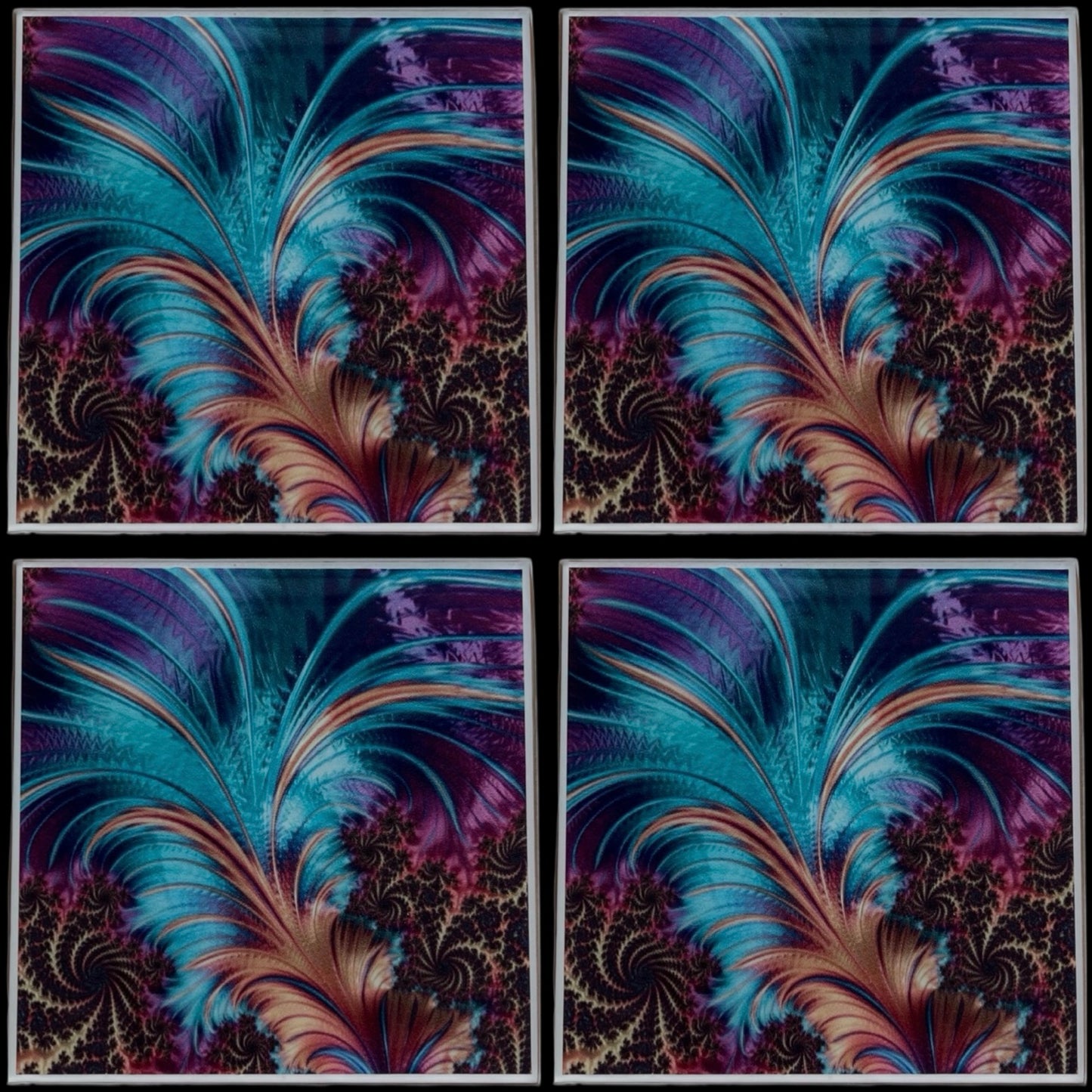 Peacock 22 • 12”x 12” Epoxy Wall Tiles Tiles (4x Tiles)