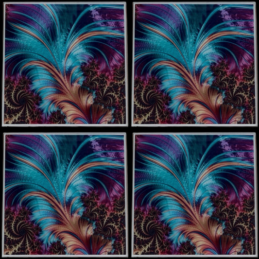 Peacock 22 • 12”x 12” Epoxy Wall Tiles Tiles (4x Tiles)