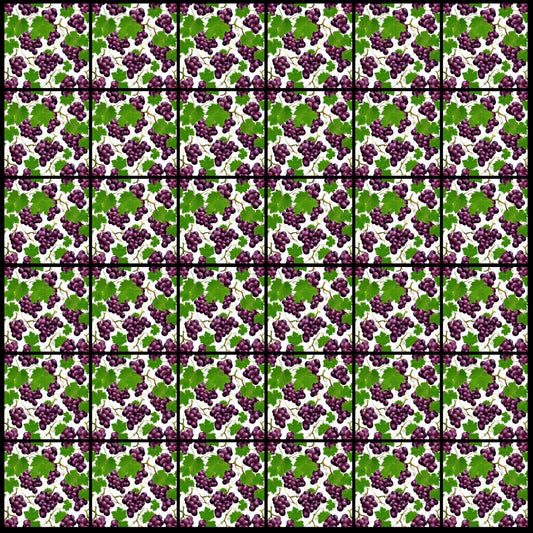 Grape Print • 4”x 4” Epoxy Wall Tiles (36x Tiles)