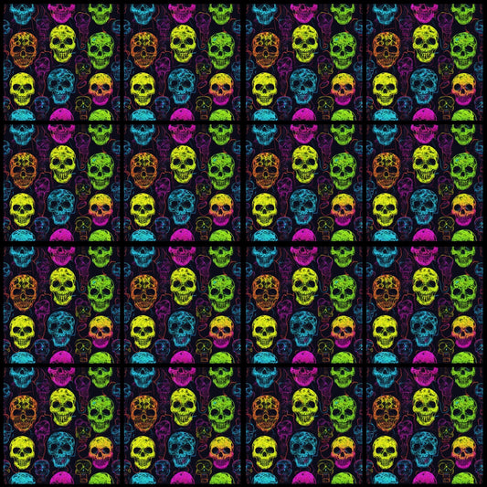 Neon Skull 01 • 6”x 6” Epoxy Wall Tiles (16x Tiles)