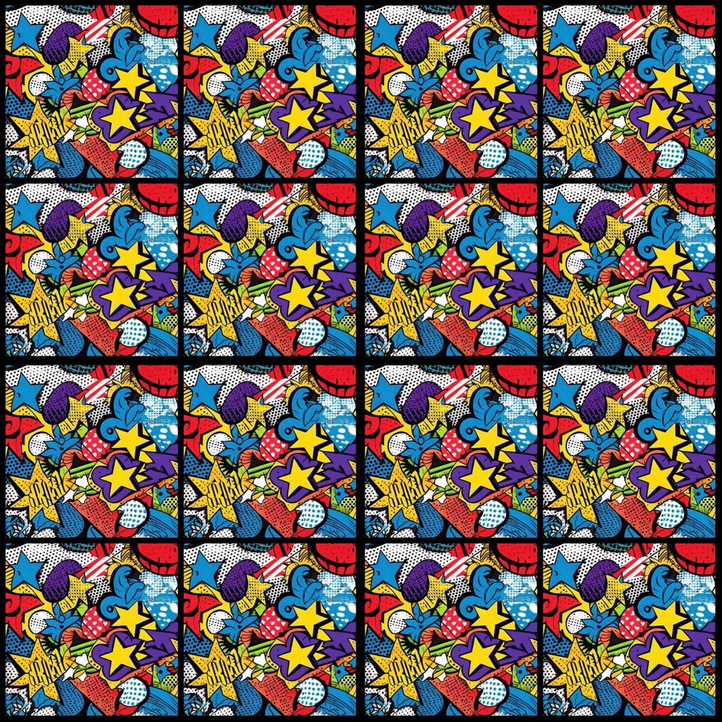 Retro Comic 01 • 6”x 6” Epoxy Wall Tiles (16x Tiles)