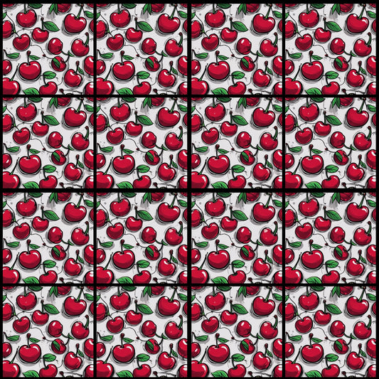 Cherry Print • 6”x 6” Epoxy Wall Tiles (16x Tiles)