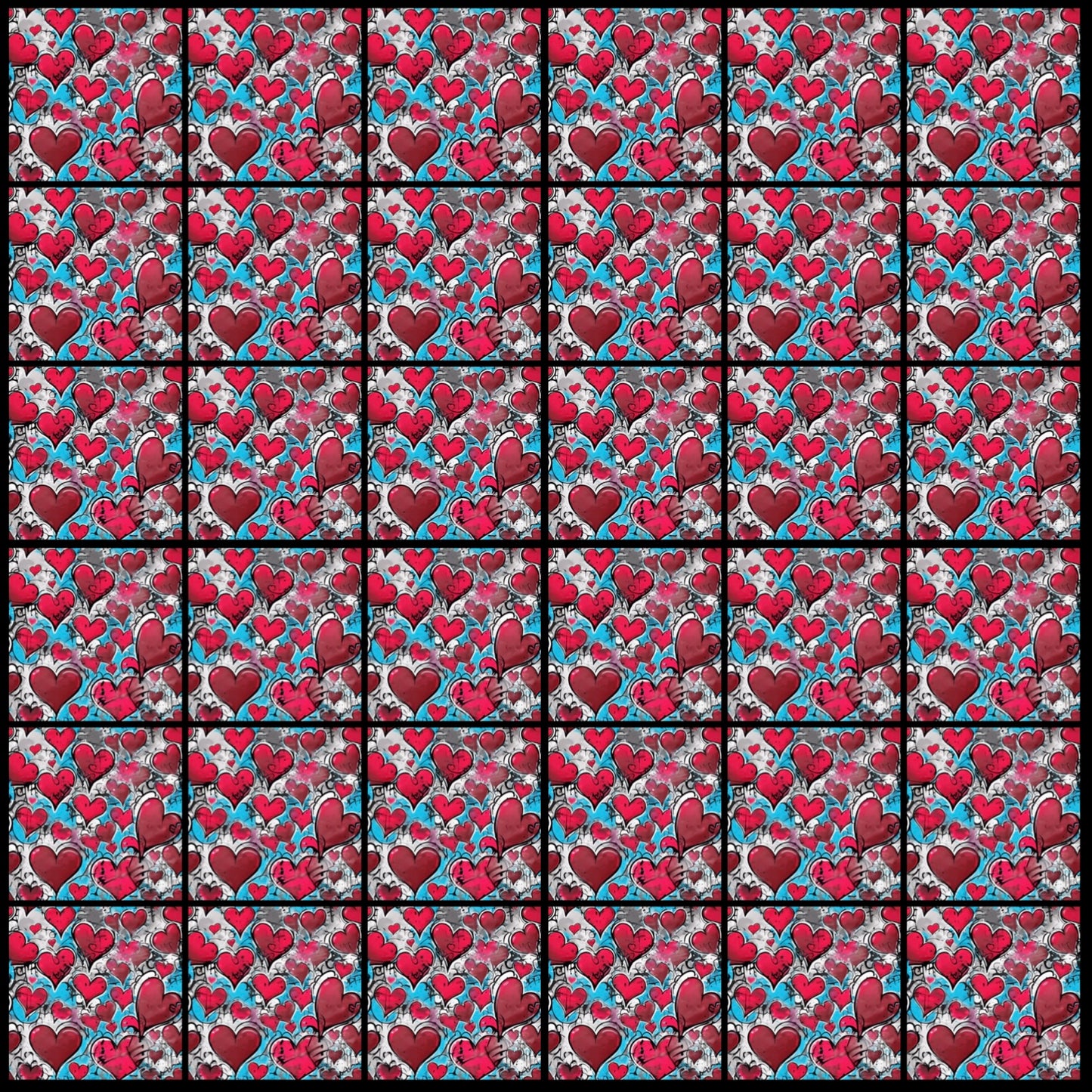 Heart Graff • 4”x 4” Epoxy Wall Tiles (36x Tiles)