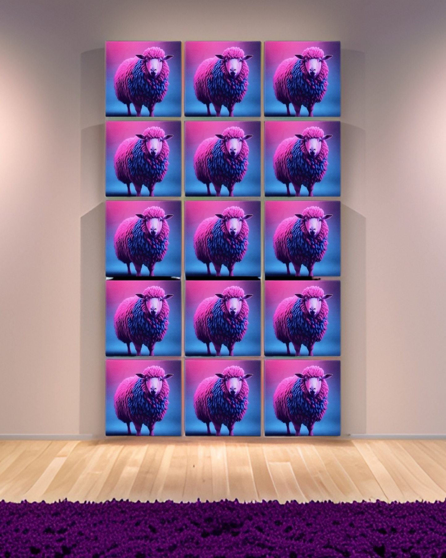 Neon Sheep • 12”x 12” Epoxy Wall Tiles Tiles (4x Tiles)