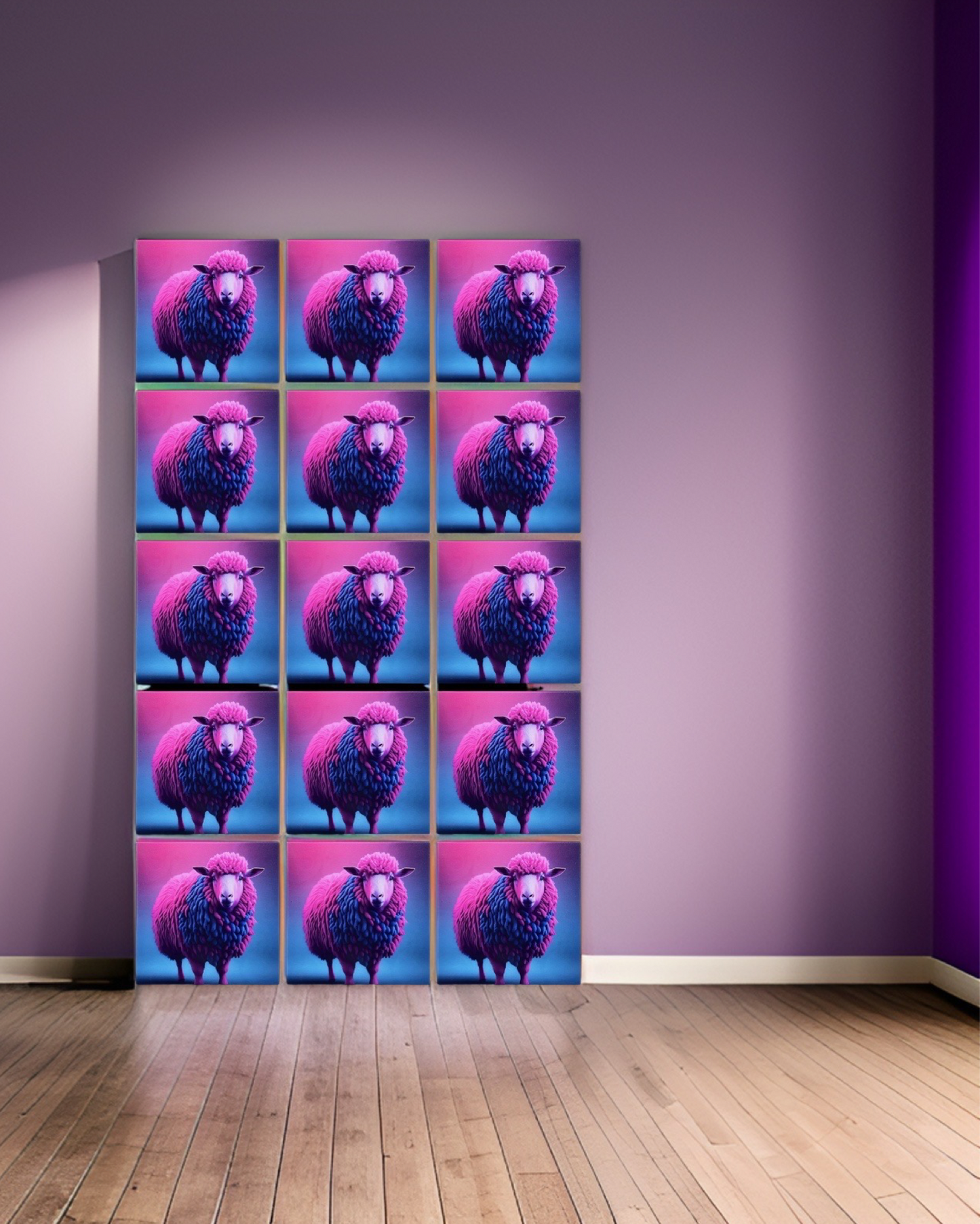 Neon Sheep • 12”x 12” Epoxy Wall Tiles Tiles (4x Tiles)