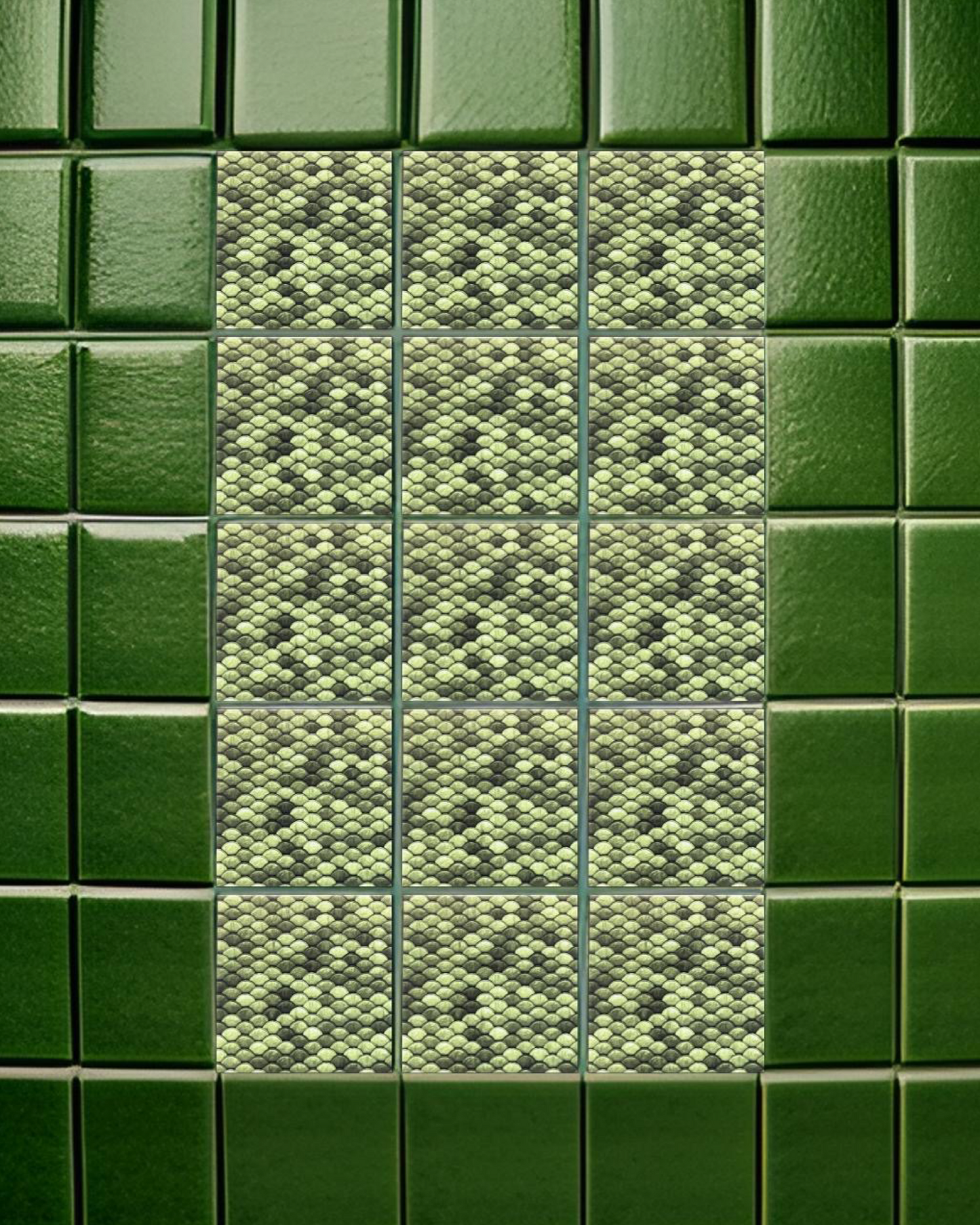 Scaled Green • 12”x 12” Epoxy Wall Tiles Tiles (4x Tiles)