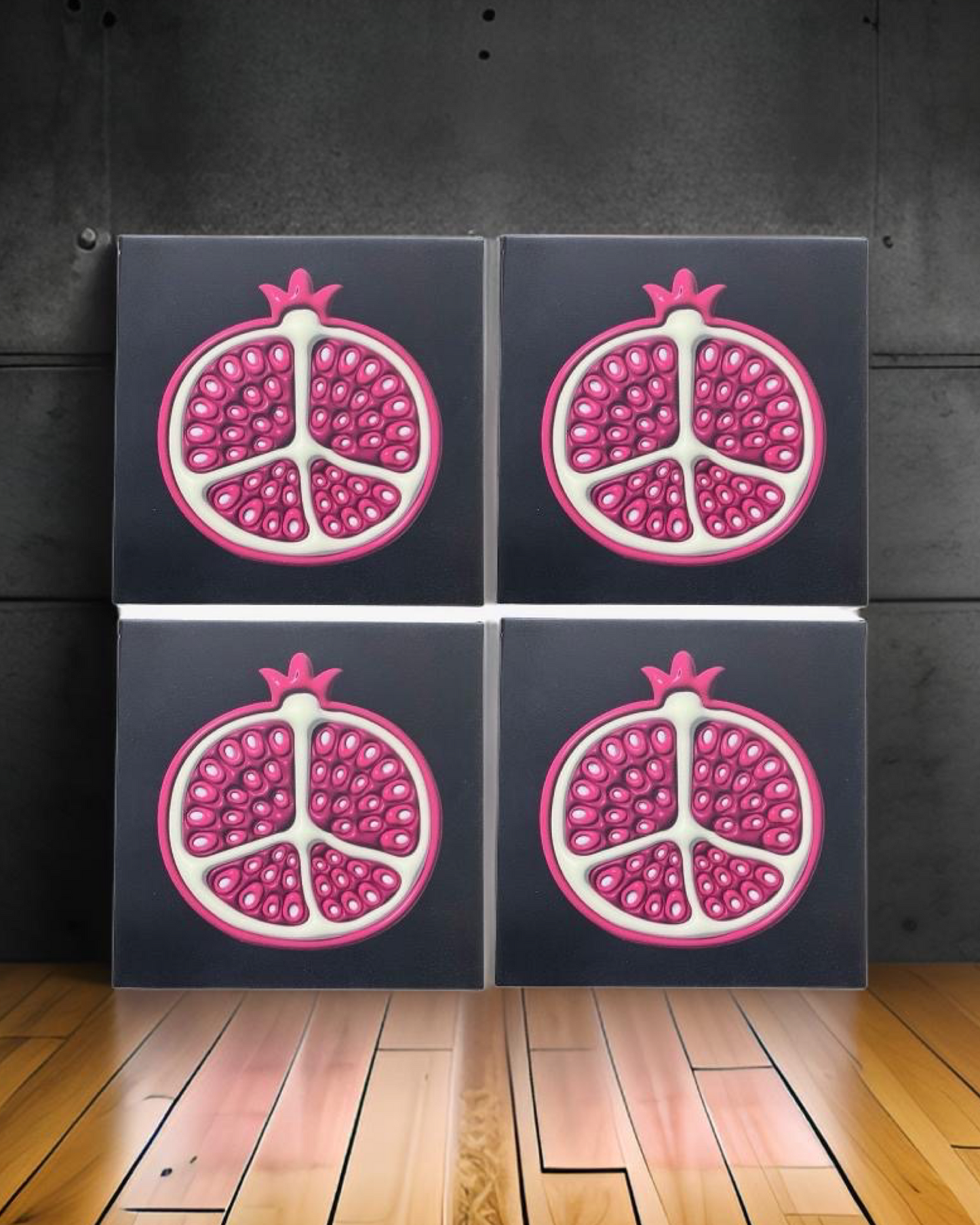 Pomegranate • 12”x 12” Epoxy Wall Tiles Tiles (4x Tiles)