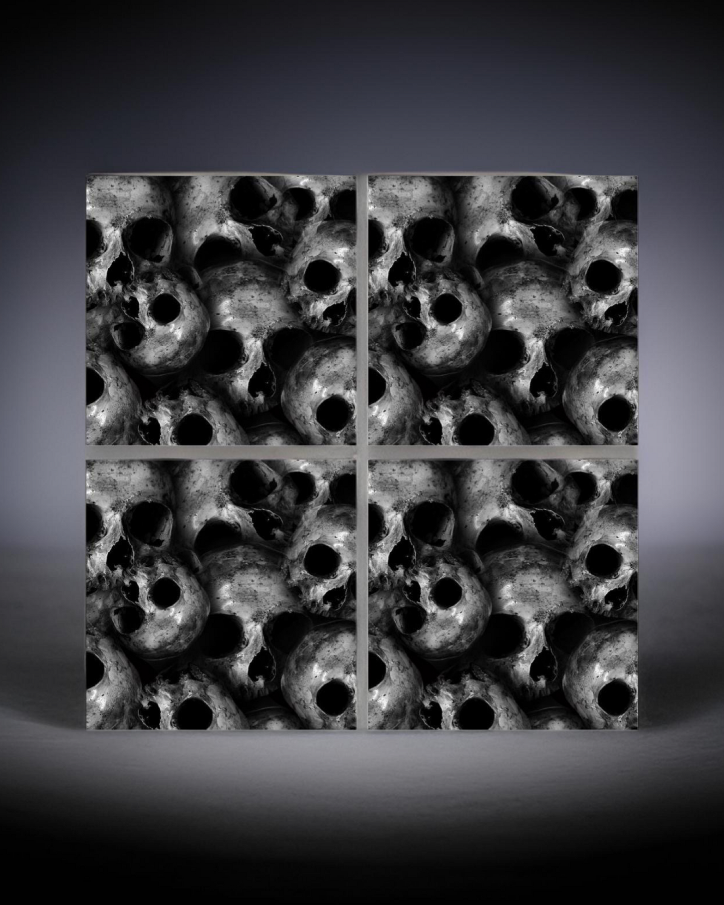 Black Skulls • 12”x 12” Epoxy Wall Tiles Tiles (4x Tiles)