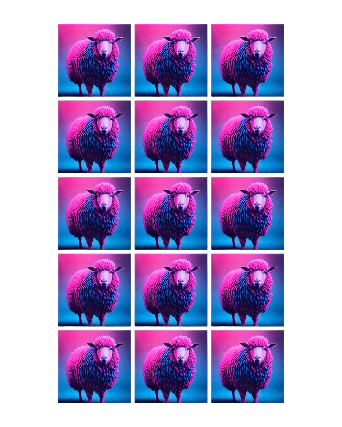 Neon Sheep • 12”x 12” Epoxy Wall Tile (15x Tiles)