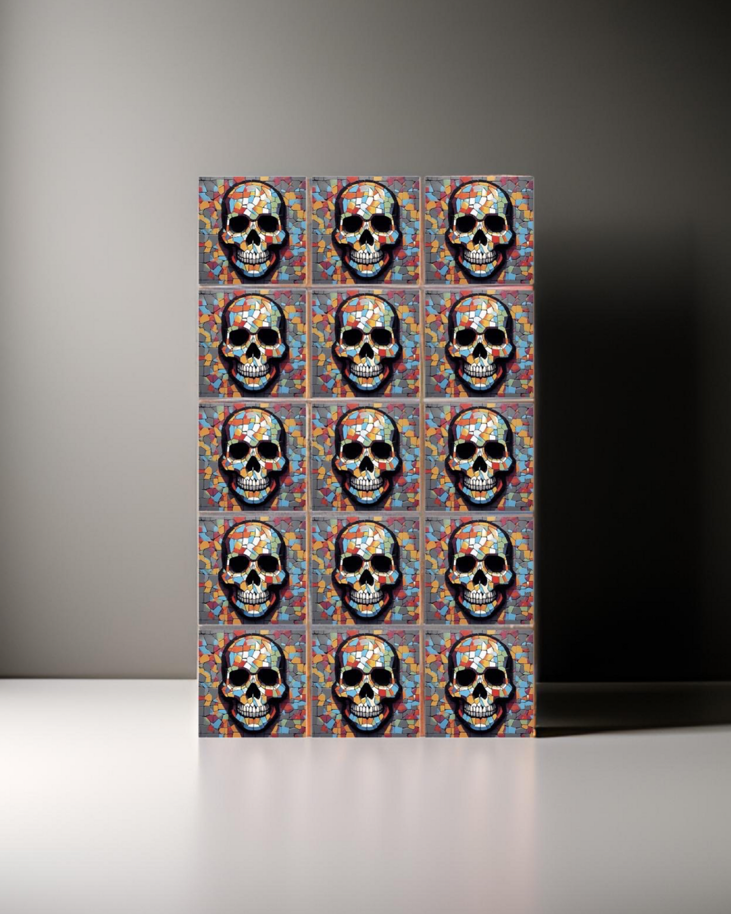 Mosaic Skull 03 • 12”x 12” Epoxy Wall Tiles Tiles (4x Tiles)