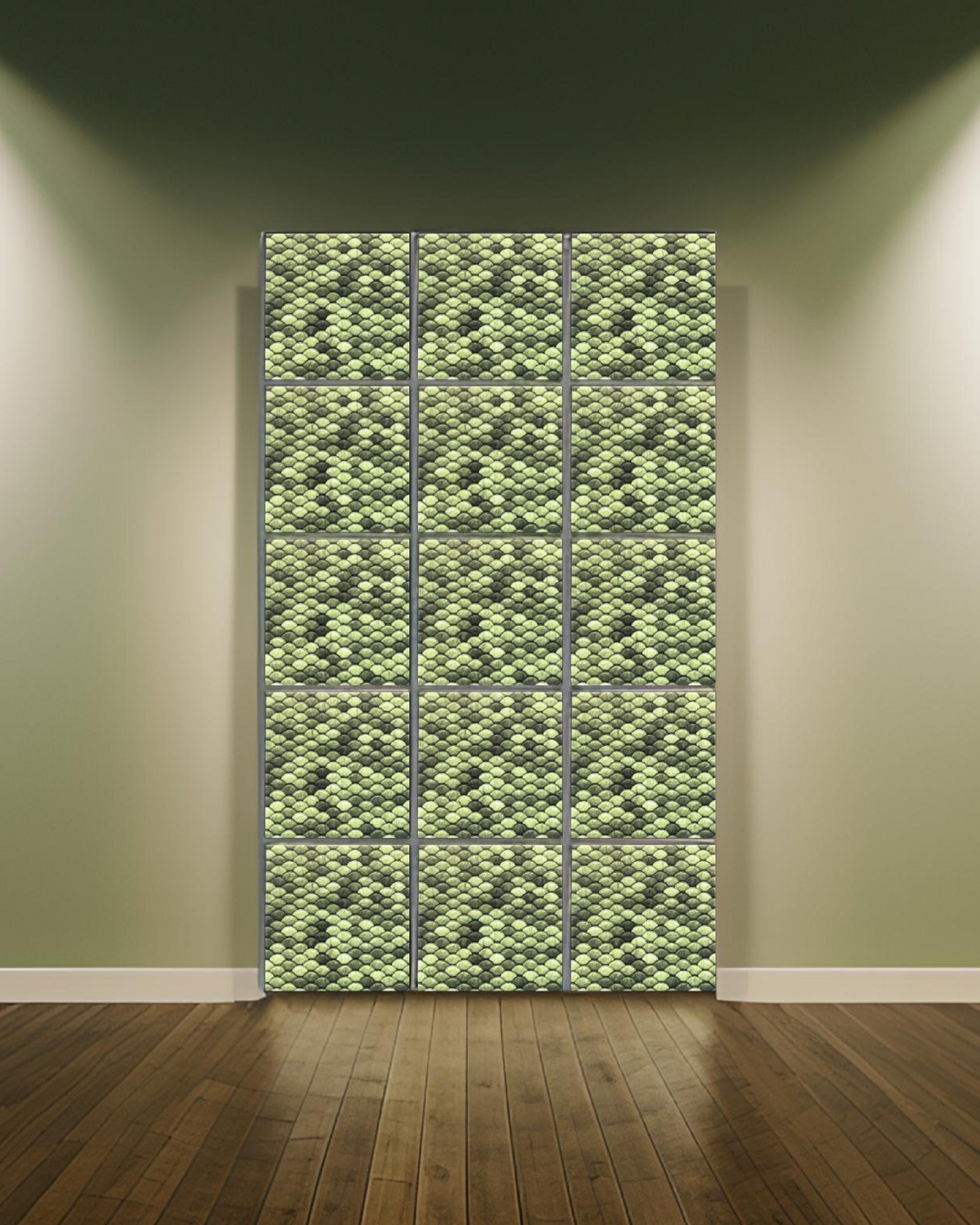 Scaled Green • 12”x 12” Epoxy Wall Tile (15x Tiles)