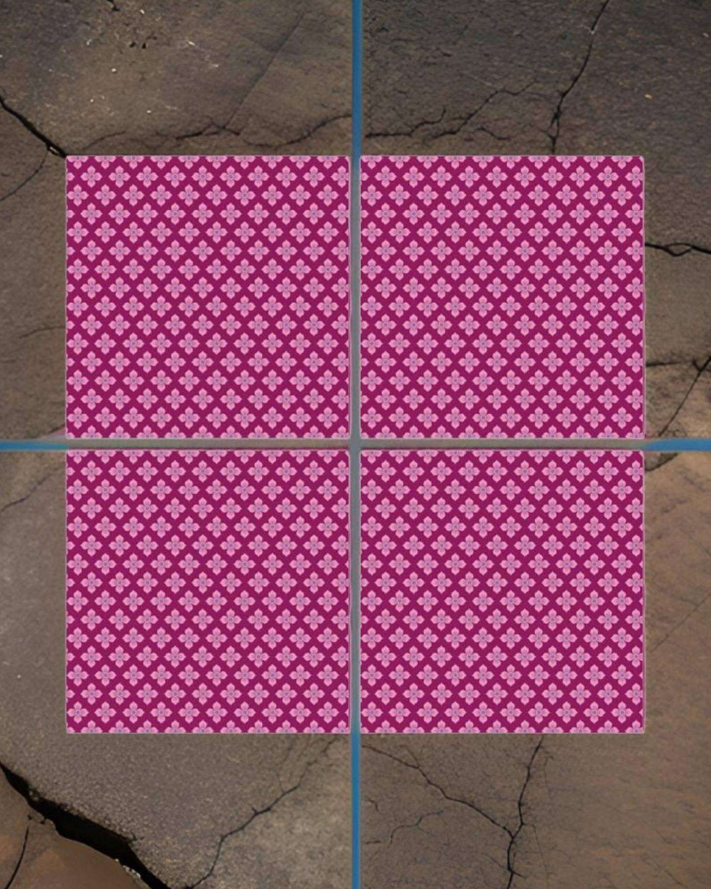 Pink Pattern • 12”x 12” Epoxy Wall Tiles Tiles (4x Tiles)