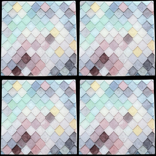 Tiled Pastel • 12”x 12” Epoxy Wall Tiles Tiles (4x Tiles)