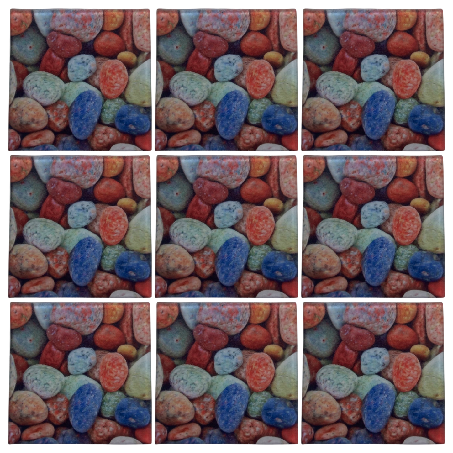 Rainbow Rocks • 4”x 4” Tiles • Ceramic Wall Art