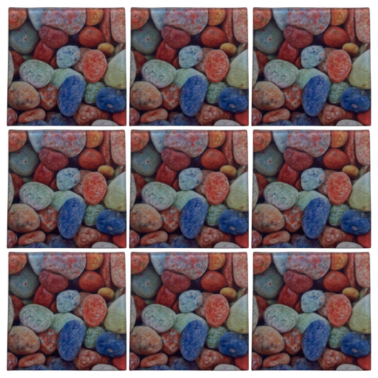 Rainbow Rocks • 4”x 4” Tiles • Ceramic Wall Art