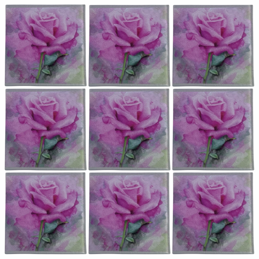 Rose Paint • 4”x 4” Tiles • Ceramic Wall Art