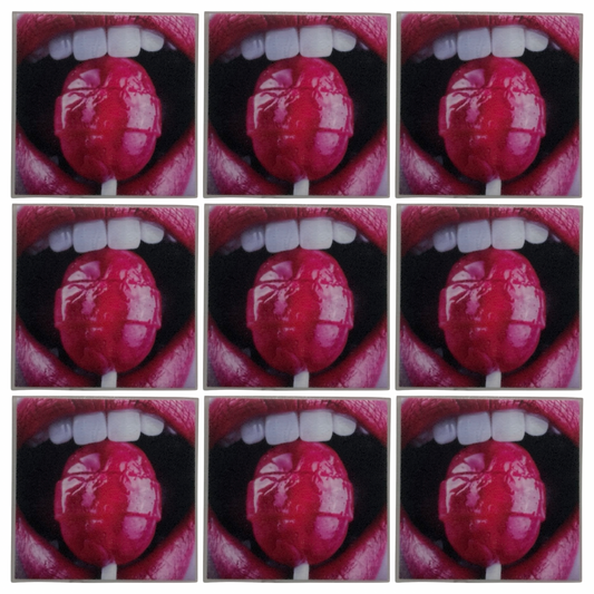 LIP POP • 4”x 4” Tiles • Ceramic Wall Art