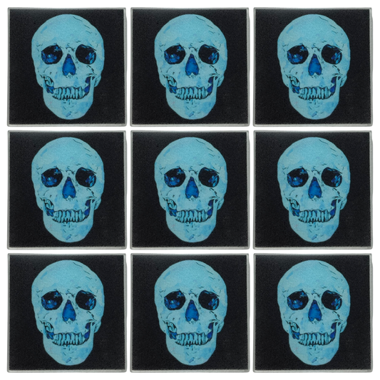 Blue Skull • 4”x 4” Tiles • Ceramic Wall Art